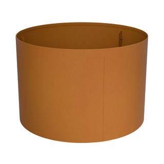 A single cylindrical lampshade in a warm camel or tan shade, shown against a plain white background.