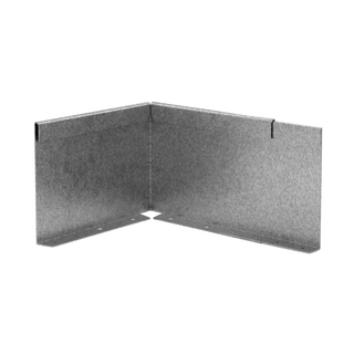 Galvanized steel L-bracket corner connector with pre-drilled mounting holes, shown on a solid white background.
