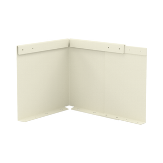 An off-white metal corner bracket with mounting holes, shown on a solid white background.