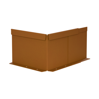 A rusted brown metal corner guard or bracket with mounting flanges on the bottom, shown on a plain white background.