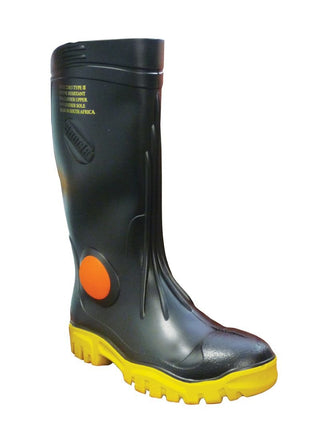 Stimela 'Foreman' Black Gumboots with Safety Toe StrataGreen