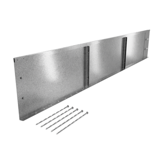 Galvanized steel mounting bracket kit with six matching drill screws, shown on a solid white background.