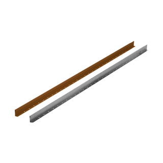 Two long metal channel strips, one with a brown top and one with a silver top, shown on a plain white background.