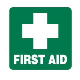 First Aid Sign 100 x 100mm – Self-Adhesive Vinyl 5 Pack