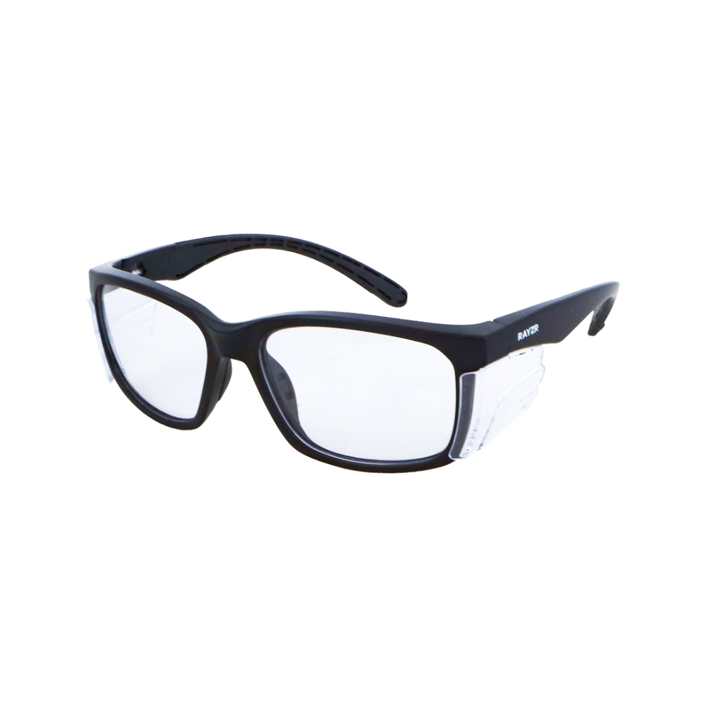 Rayzr Safety Glasses – Matte Black Frame – StrataGreen
