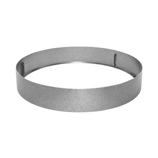 A silver metal ring-shaped baking pan support or ring stand, photographed on a solid white background.