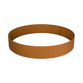 A rust-orange metal circular ring frame, likely a bed frame skirt or garden bed border, shown on a plain white background.